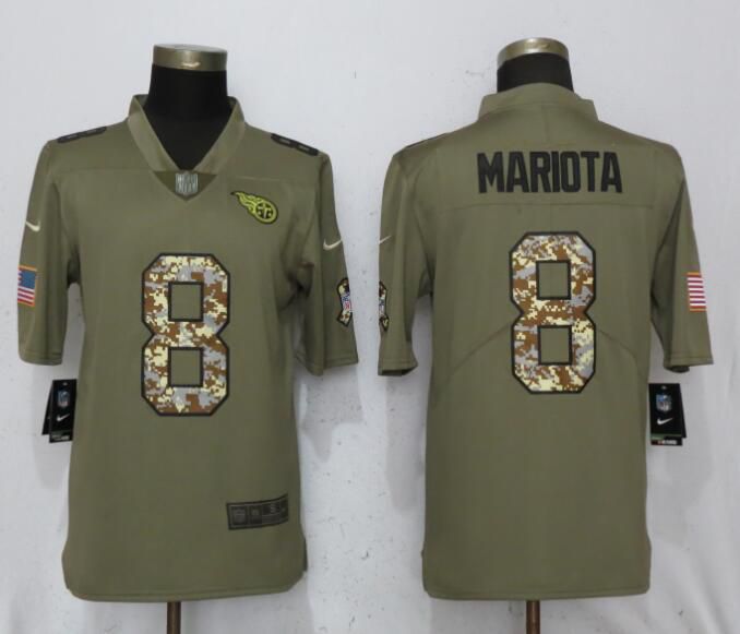 Men Tennessee Titans #8 Mariota Olive Camo Carson Salute to Service Limited Nike NFL Jerseys->tennessee titans->NFL Jersey
